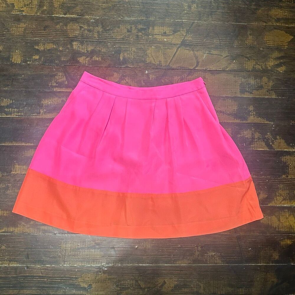 J Crew hot pink orange pleated 4 romantic royalcore skirt